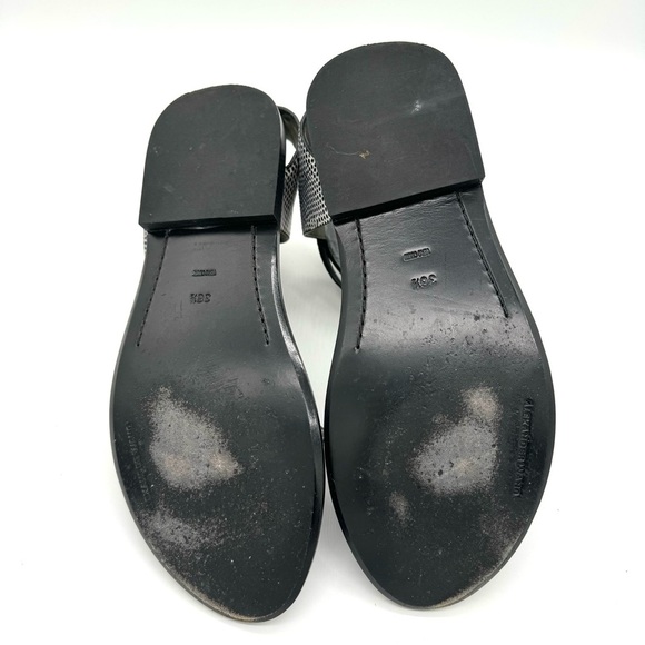 Alexander Wang Alek Ankle Cuff Flat Sandal black white embossed leather - Picture 8 of 9